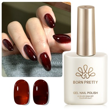 BORN PRETTY 15 毫升果凍紅色凝膠指甲油半透明美甲美甲用品浸泡紫外線 LED 指甲凝膠清漆美甲