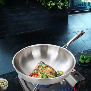 圓底鈦鍋純鈦炒鍋家用不生銹炒菜鍋無涂層不粘鍋炒勺燃氣灶適用