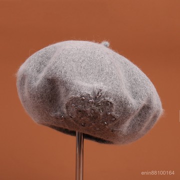 👒【韓係時尚貝雷帽】毛絨保暖畫家帽👒 秋冬優雅女帽 百搭串珠裝飾 戶外街拍帽 文藝復古帽