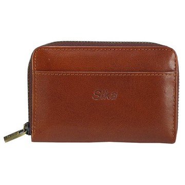 【Sika】【台製】義大利時尚真皮拉鍊小皮夾(A8274-01原味褐)【全館免運】