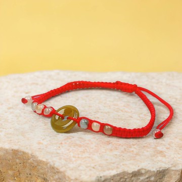 【願‧平安】黃翡翡翠平安扣編織手鍊 | 天然緬甸A貨翡翠 | 送禮