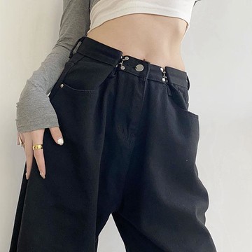 直筒牛仔褲女2021年新款高腰寬松淺色歐美辣妹風褲子設計感時尚秋