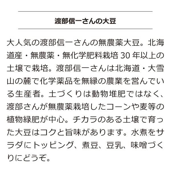 無農薬大豆 北海道産 渡部信一さんの大豆約20kg（約1kg×20個） 品種は音更大袖 無農薬無化学肥料栽培30年の美味しい大豆 渡部さんは大雪山