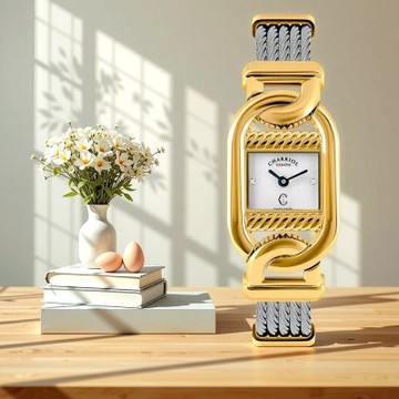 CHARRIOL 夏利豪 Mariner系列 18K金 珍珠貝鑽石鋼索女錶 新年開運 送禮推薦-28mm CR28SP.590.003