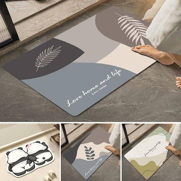 浴室科技絨吸水防滑仿軟珪地墊 2入 - 片片飛羽