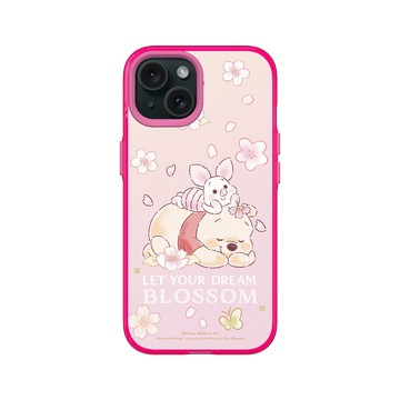 iPhone 15 Clear 粉漾桃 - 迪士尼-小熊維尼 Disney Winnie The Pooh - 睡夢與花