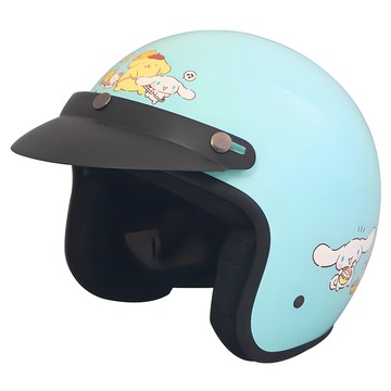 evo helmets 布丁狗與大耳狗半罩安全帽 + 抗uv短鏡片 + 免洗內襯套 6個  湖水綠  55~58cm