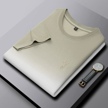 【新款熱賣】男裝夏季短t保羅馬球風格商務休閑螺紋領口圓領短袖T恤男士