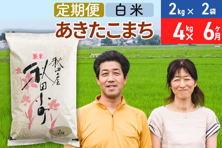 定期便6ヶ月》令和5年産 あきたこまち特別栽培米4kg（2kg×2袋）×6回 計