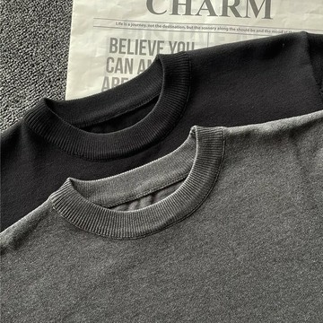 美式復古冰絲涼感短袖T恤老錢風透氣針織衫男款夏季休閑圓領上衣鑫弘-衣錦男裝