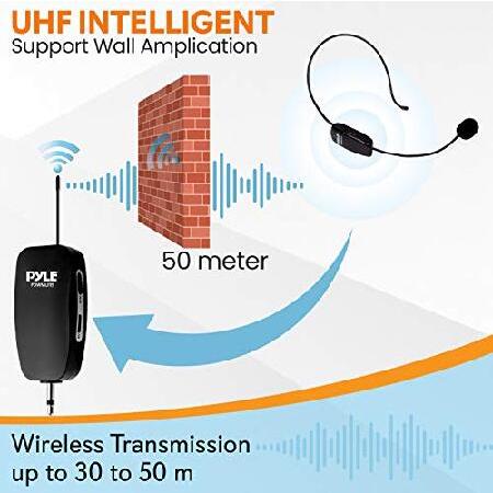 Pyle UHF All-Purpose Wireless Microphone System Portable Professional Cordless Microphone Wireless Mic Kit w  Headset Mic, Receiver Unit Karaoke,