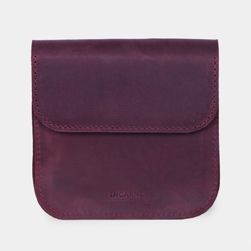 酒紅色復古皮革充電器和數據線收納包