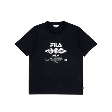 FILA 中性短袖圓領T恤-黑色 1TEA-5417-BK