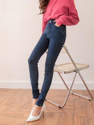 視覺細-5KG．纖彈力收腹窄管牛仔顯瘦褲