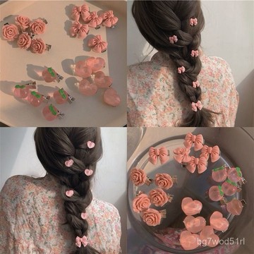 ✨台灣出貨-全新保真✨2025款甜妹髮卡夏季髮夾少女蝴蝶結水蜜桃山茶花桃心邊夾髮飾頭飾