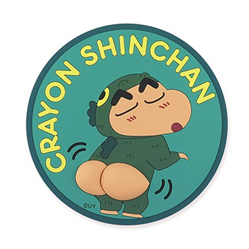 Miravivi 蠟筆小新造型隔熱杯墊 PVC材質  13 x 13 x 0.3cm  1個  屁屁怪獸裝 綠色 + 黃色