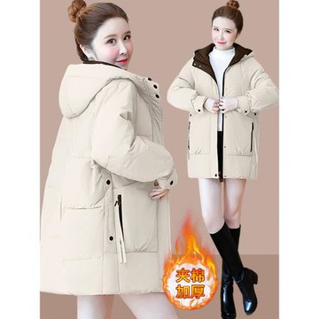 2025冬季新款女裝中長款棉衣棉服加厚保暖棉襖小個子夾棉外套爆款
