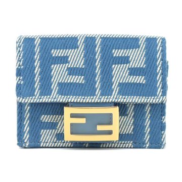 FENDI Baguette FF Logo三折短夾(藍色)