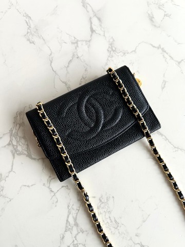 絕版古董包 Chanel黑色魚子醬中古包 斜背包 單肩包 側背包 二手