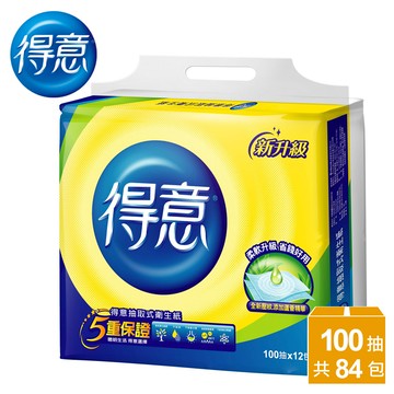 得意連續抽取式花紋衛生紙100抽x12包x7袋