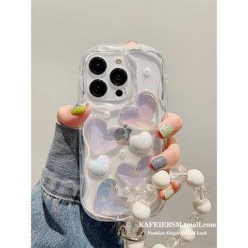 卡斐爾 適用小眾滴膠鐳射愛心手鏈iphone14pro max手機殼蘋果15新款12硅膠11女16高級感plus創意13防摔xr簡約