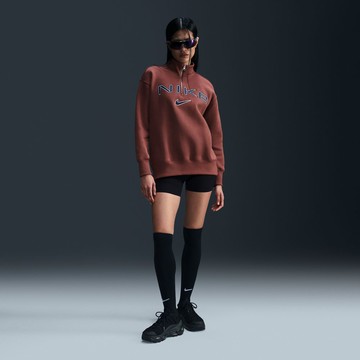 NIKE AS W NSW PHNX FLC OS LOGO QZ 女長袖上衣 咖啡-FV7680218