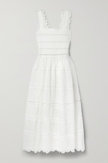 WAIMARI - Kate Cotton-voile And Guipure Lace Midi Dress - White - x small