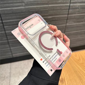 閃粉磁吸適用蘋果17promax手機殼新款透明iPhone16pro側邊防滑17Air小眾高級感15簡約14全包防摔13硅膠保護套