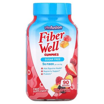 VitaFusion, Fiber Well™ 軟糖、桃子、草莓和漿果味，90 粒