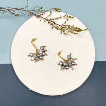 芭蕾舞少女14k鍍金耳環 珍珠耳環 幻彩珍珠耳環 清雅耳環 改耳夾