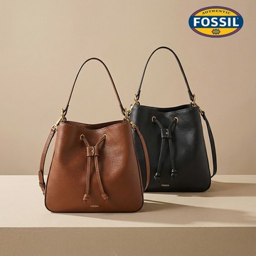 【FOSSIL 官方旗艦館】Tessa 真皮束口大水桶包 (多色可選)
