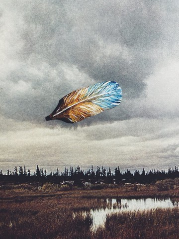 木刻手繪墜飾 - 羽毛