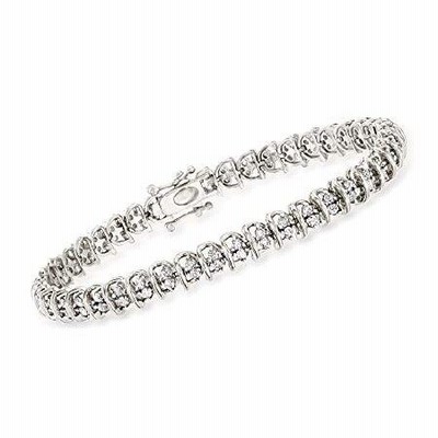 Ross-Simons 2.00 ct. t.w.ダイヤモンド 渦巻きリンク テニスブレスレット スターリングシルバー