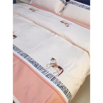 60支長絨棉貢緞印花四件套簡約全棉美式田園被套200*230拉鏈款1.8