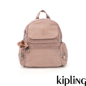 Kipling 復古粉多口袋拉鍊後背包-MATTA