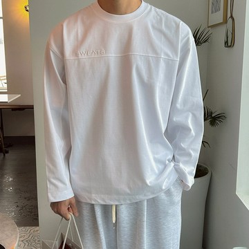 正韓SWEATS美國棉字母刺繡剪裁長袖T恤 3色 YUPPIE 預購商品 0217