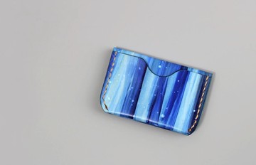 何非OPHIR HE 手工繪畫染植鞣革真皮小卡包 海洋系列