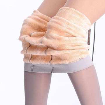 加絨加厚假透肉打底褲女外穿薄秋冬空姐灰雙層防勾絲光腿神器新款