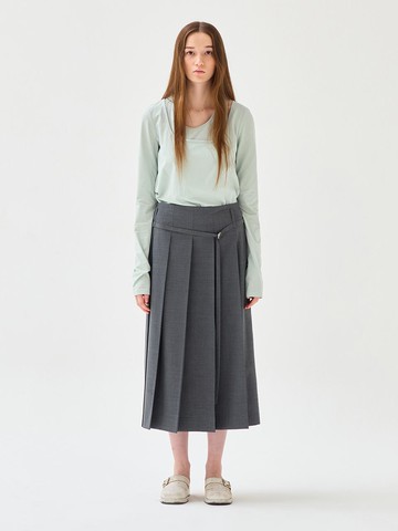 PLEATS SKIRT _ GREY