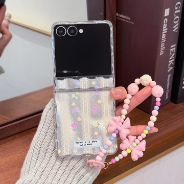蕾絲小花朵 波浪邊 三星 z flip7 8 5 6 4 flip6 flip5 flip7 防摔 手機殼 手鏈 保護套