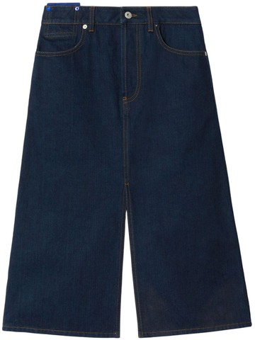 Burberry - Japanese denim midi skirt - women - Cotton/Calf Leather - 4 - Blue