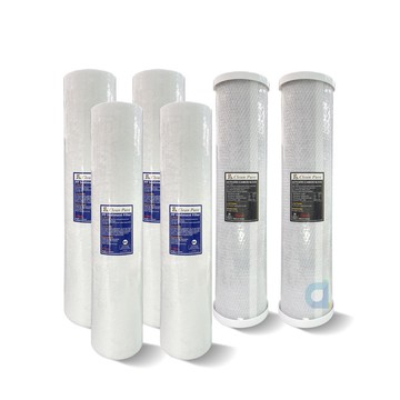 (共6支)CLEAN PURE 台灣製造 20英吋大胖5微米PP濾心4支  20英吋大胖壓縮柱狀活性碳濾心2支 全戶過濾