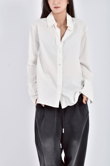 (L) stylemixer質感素面長袖白色襯衫上衣