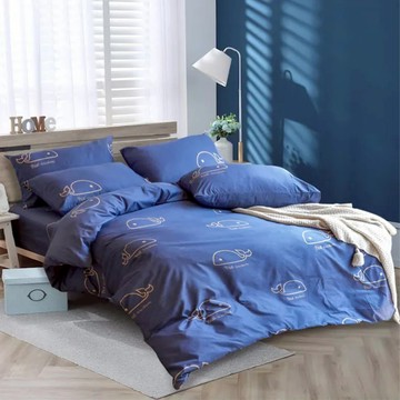 Blue Cat 藍貓 銀離子抗菌薄被套  藍鯨  180 x 210cm