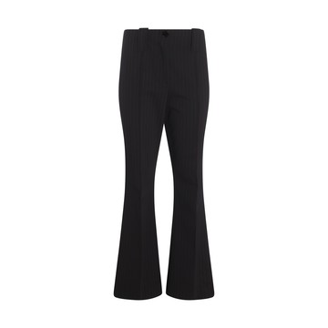 Ganni - Dark Blue And Red Viscose Blend Trousers
