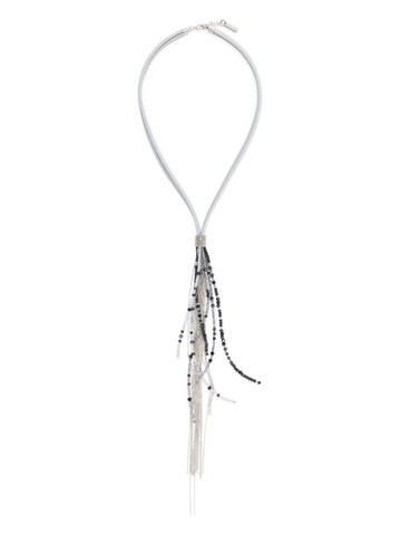 Peserico - bead-embellished pendant necklace - women - Calf Leather/Brass - One Size - Grey