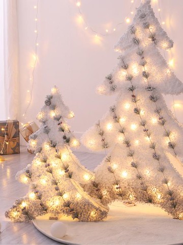 圣誕節仿真噴雪落雪發光植絨圣誕樹家用擺件ins風櫥窗裝飾布置