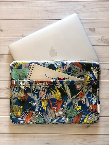 台灣獨家aLovesupreme13吋電腦保護套_藍色非洲草原_含前置口袋
