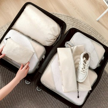 【預購】可視款旅行六件套壓缩收纳袋 三色可選 兩入組任選 008010 灰色x2