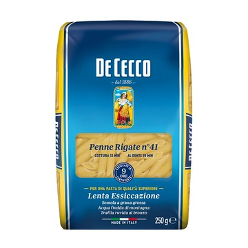 DE CECCO 得科 No.41 斜管麵 義大利第一品牌 杜蘭小麥粉製成  250g  1包